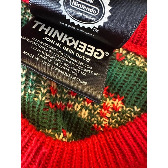 Super Mario Bros. Ugly Christmas Sweater Nintendo Red Green Men's Size Small - Picture 6 of 8